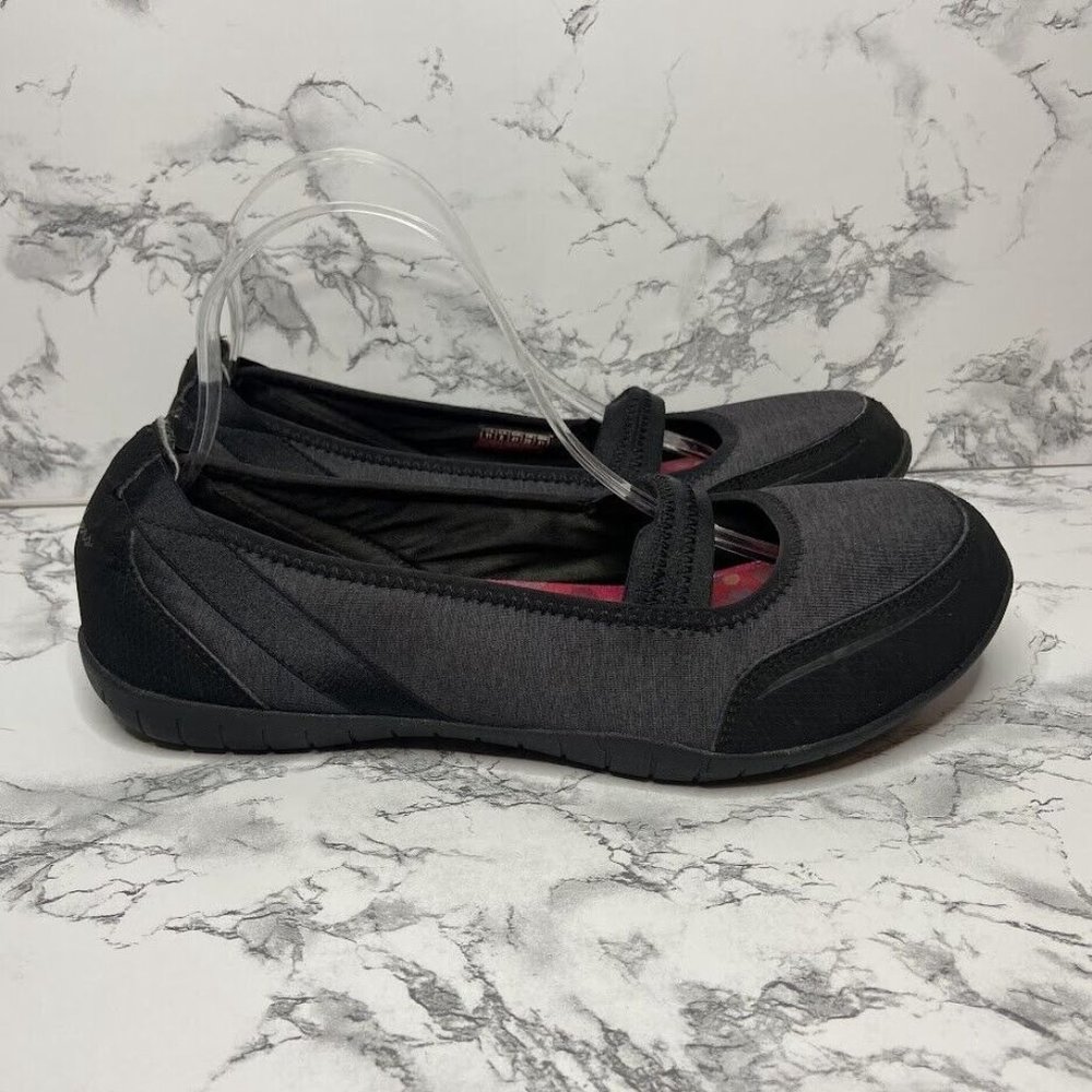 Skechers Atomic Magnetize Mary Jane Flat Womens 11 Gray Black Comfort Shoe